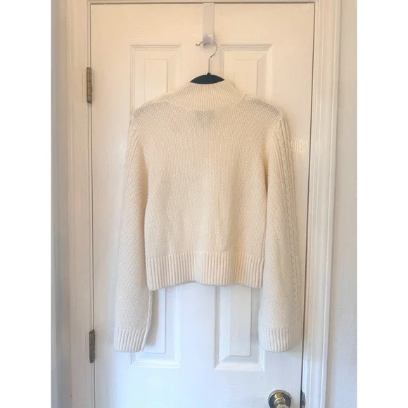 Derek Lam 10 Crosby Thomas Cable Knit Wool Sweater Blanc De Blanc TF439295YCB XS